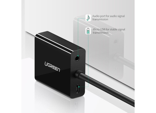 מתאם UGREEN HDMI (in) Female to VGA (out) Male with 3.5mm and micro USB Converter