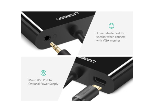 מתאם UGREEN Micro HDMI to HDMI/VGA M115 Converter