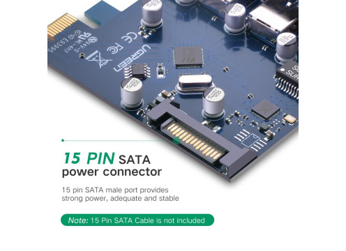 כרטיס הרחבה UGREEN PCI-E to LAN Gigabit + USB3.0 x3