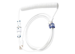 כבל USB-A ל-USB-C מסולסל Ducky Premicord Coiled - צבע לבן Pure White