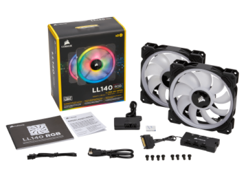 Corsair LL140 RGB 140mm Dual Light Loop RGB LED PWM Fan - 2 Fan Pack with Lighting Node PRO