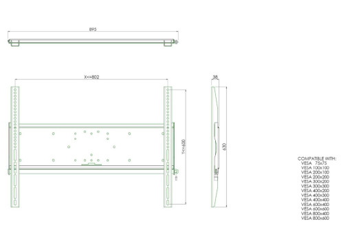 IIYAMA 86" - 98" Wallmount up to VESA MAX 800x600mm