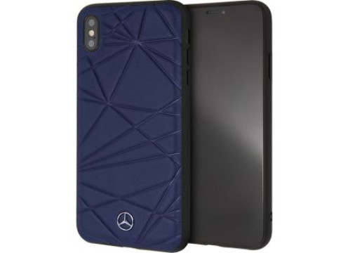CG Mobile כיסוי קשיח מעור לאייפון X/XS בצבע כחול כהה מרצדס רשמי