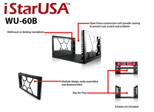 6U Wallmount Open Frame Rack 400mm Depth