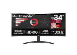 מסך מחשב קעור LG 34" UltraWide VA QHD 100Hz 5ms 1800R