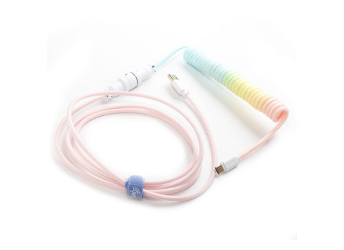 כבל USB-A ל-USB-C מסולסל Ducky Coiled - צבע ורוד Cotton Candy