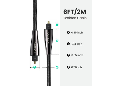כבל אודיו אופטי UGREEN SPDIF Toslink Optical 2m