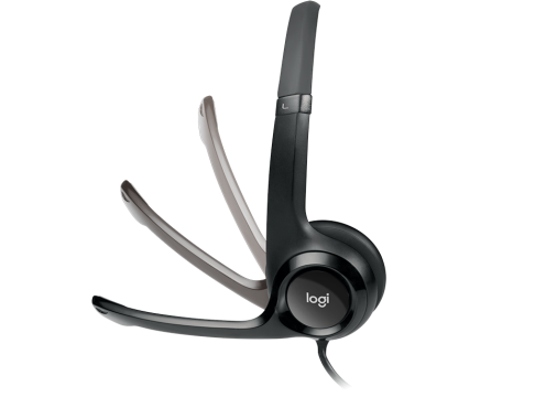 אוזניות קשת חוטיות Logitech H390 USB צבע שחור