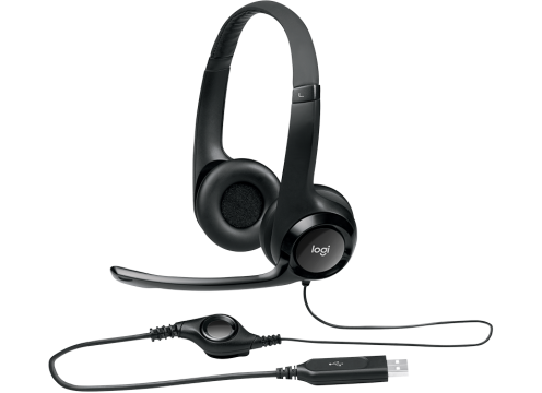 אוזניות קשת חוטיות Logitech H390 USB 2.0 צבע שחור