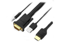 Vention HDMI (in) to VGA (out) with Audio + (Micro USB Power Input) - 2M Cable