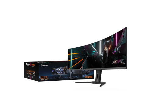 מסך גיימינג קעור Gigabyte AORUS 49" DQHD OLED 144Hz 0.03ms 1800R