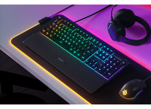 מקלדת גיימרים - מקלדת באנגלית בלבד SteelSeries Apex 3 RGB US