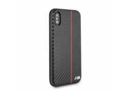 CG Mobile IPhone XR BMW M COLLECTION Carbon PU & Red Stripe Hard Case - Black