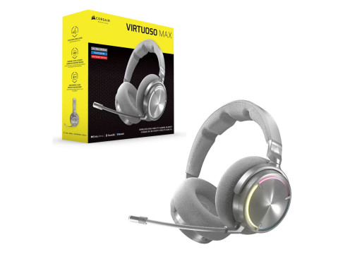 אוזניות קשת אלחוטיות לגיימינג Corsair VIRTUOSO MAX Wireles צבע כסף