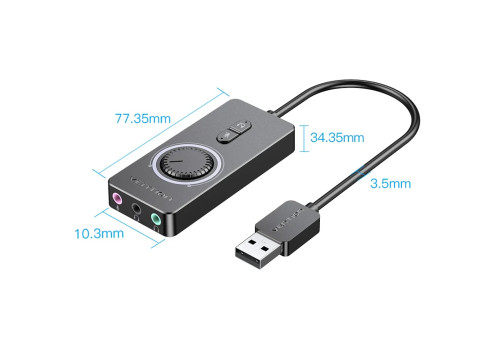 כרטיס קול חיצוני Vention USB-A to 3.5mm x3 1m