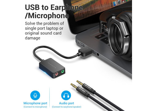 Vention CDYB0 USB-A to 3.5 Headphones + Mic Adapter