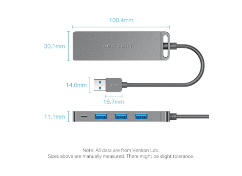 Vention USB-A 3.0 to USB-Ax4 with 1m MicroUSB Optional Power HUB