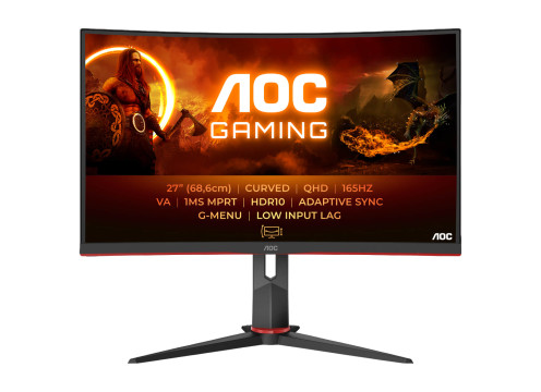 מסך מחשב קעור לגיימינג AOC 27" VA QHD 165Hz 1ms 1500R
