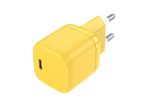 מטען קיר Vention 30W USB-C GaN Charger Yellow