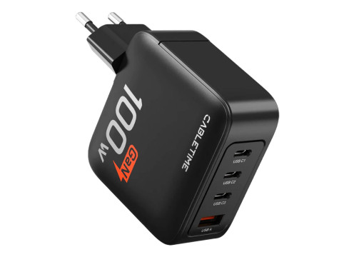 CABLETIME 100W GaN PD3.0 USB (C+C+C+A) Wall Charger Black