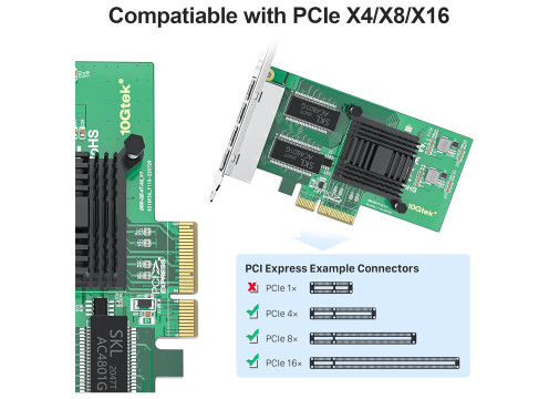 10Gtek 1G 4-ports PCI-Ex4 Network Card