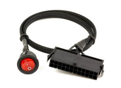 כפתור הדלקה ל-24 פין Jump Start ATX 24 Pin On/Off Switch Sleeved Cable
