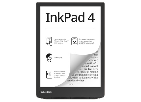 ספר אלקטרוני PocketBook 7.8” InkPad 4 צבע כסף