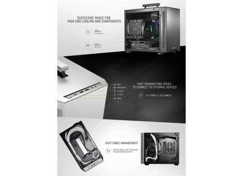 LIAN-LI Mini-ITX Case PC-TU150 Aluminum Windowless Black