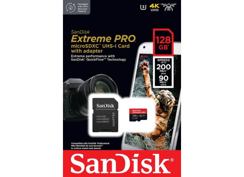 SanDisk 128GB Extreme PRO (Read: 200MBs | Write: 90MBs) microSD Card