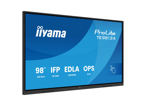 מסך מגע אינטראקטיבי IIYAMA ProLite 98" IPS 4K PureTouch-IR+ 40pt Touch