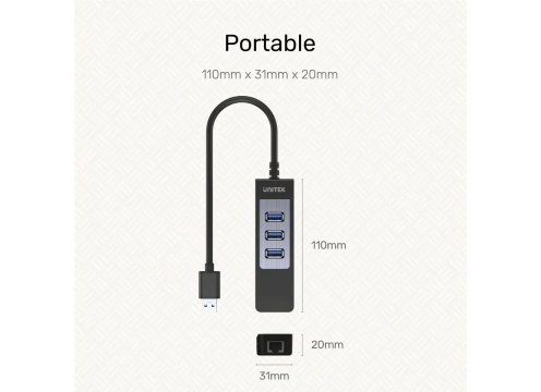 Unitek HUB 3 Port USB3.0 + Gigabit LAN