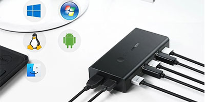 UGREEN HDMI SWITCH BOX 2IN1 (2TO1+USB) KVM